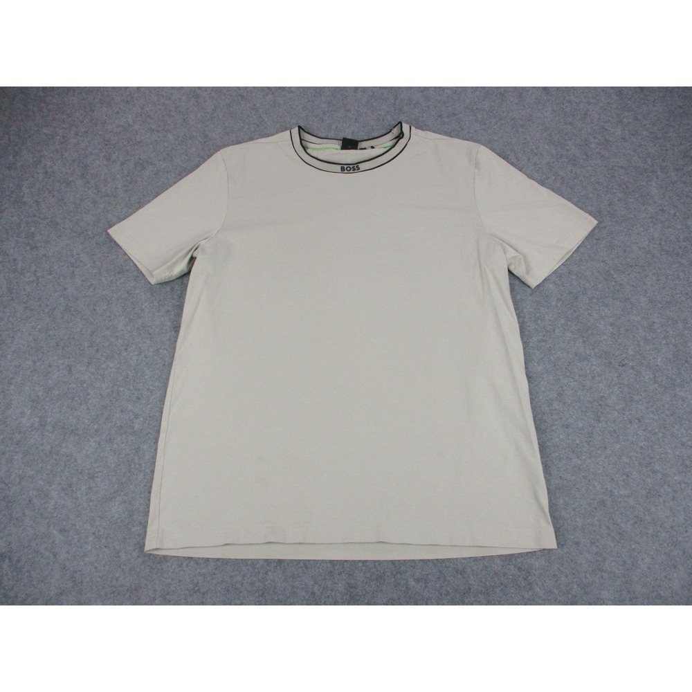 Hugo Boss Shirt Mens XL Beige Crew Neck Basic Lightweight Short Sleeve T-Shirt